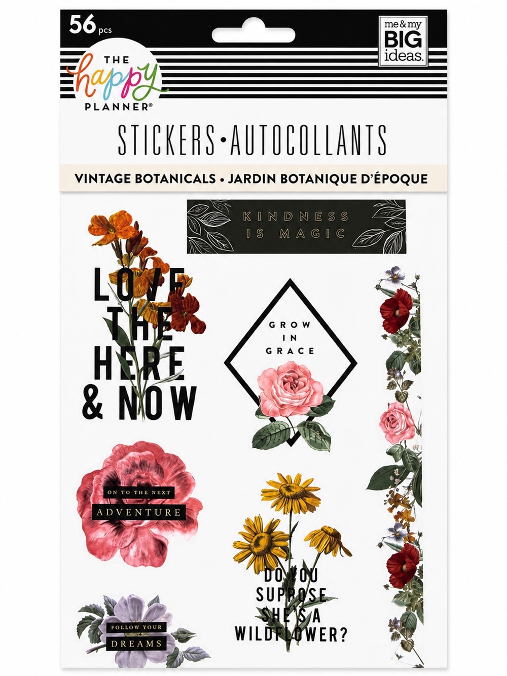 The Happy Planner Vintage Botanicals 56 Pc Sticker Pack - Floral Multi-Color